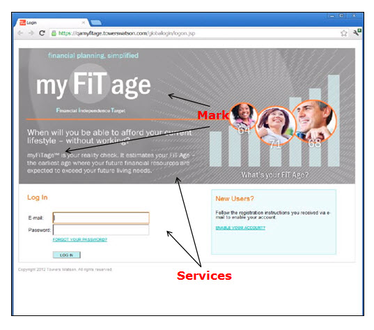 Screenshot of Myfitage webpage showing sign-in screen with fill-in fields for logging into and accessing the computer software services.