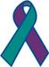 Description: image of an awareness ribbon that is half teal, half purple, and outlined in blue.