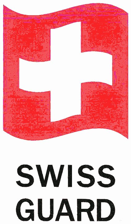 Swiss flag with words "Swiss Guard" below it