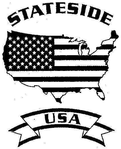 Outline of continental USA with American flag as the background of the country and with the words "Stateside USA"