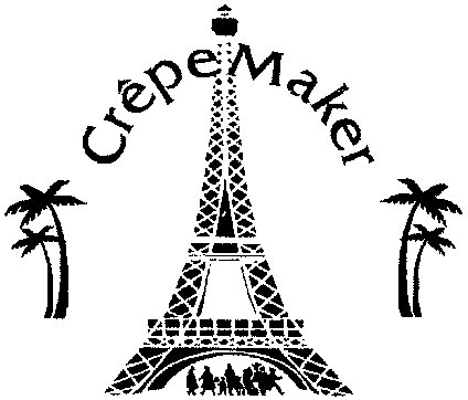 Eiffel Tower with palm trees and the wording "Crepe Maker"