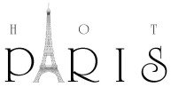 The words Hot Paris. The "A" in Paris is represented by the image of the Eiffel Tower.