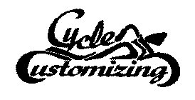 The words Cycle Customizing. The words are joined together, forming the shape of a motorcycle.