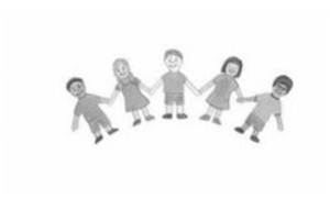Design of a group of children holding hands.
