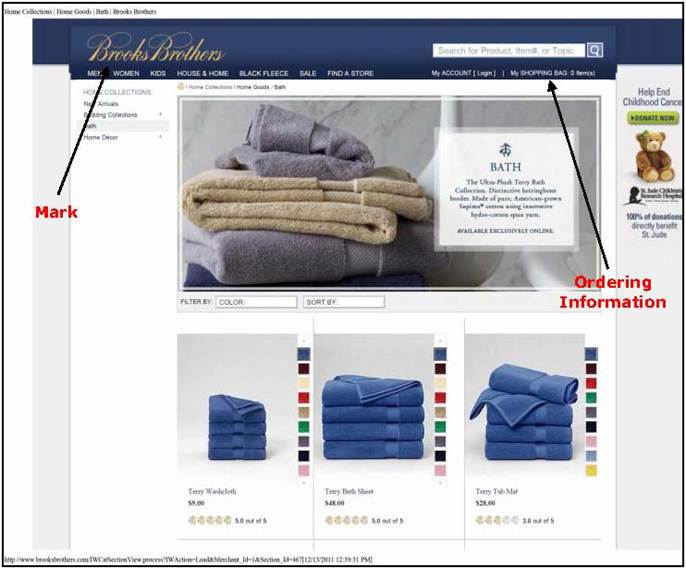 Description: Screenshot of webpage displaying bath towels.